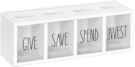 Spend Save Give İnvest Sparschwein, Mit 4 Fächern, 32 X 10,7 cm, Spardose Für Sparmünzen, Kindersicher, Pädagogisch, Für Und Mädchen