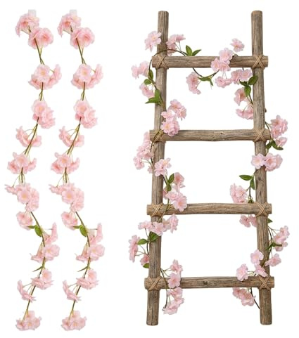 2 Stück Kirschblüten Deko,Kunstblumen,Künstliche Blumen Girlande Blumenranken Künstlich,1.8m Rosa Blumengirlande FrüHling,Hängend FrüHlingsgirlande Garland Vine,für Wand,Treppe,Hochzeitsdekoration