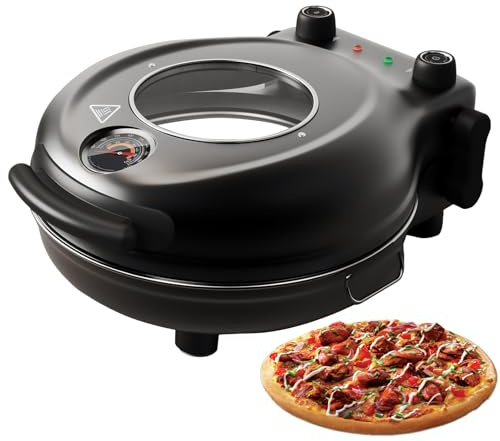 Forno per Pizza Elettrico da 12 Pollici, Macchina per Pizza da Banco da 1200W con Manopola di Controllo della Temperatura e Timer, Intervallo di Temperatura 50°C-420°C, Finestra di Visualizzazione A