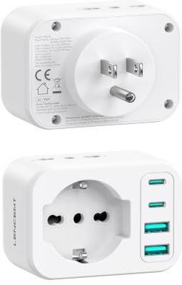LENCENT Adattatore Presa Americana da Viaggio, 7 in 1 Adattatore Spina | Tipo B con 1 Presa Schuko & 2 PreseIT & 4 USB, Presa USA per IT a Stati Uniti, Canada, Messico, Filippine, Thailandia -2500W