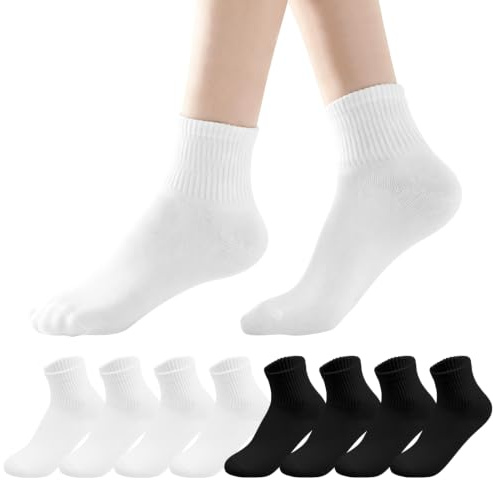 Soleeya 8 Paires Chaussettes Femme Coton Chaussettes Sport 35-39 | Chaussettes Coton Respirant, Chaussette Mi Haute, Pointe Sans Couture, Chaussettes Blanches Noires, Sport Freizeit Geschenke