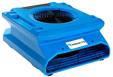 MOUNTO 1/4 HP 1200 CFM Low Profile Air Mover, 2-Speed Carpet Dryer Floor Fan with Dual GFCI Outlets, Stackable Lightweight Blower for Water Damage Restoration (Blue)