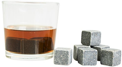 Grinscard Whiskysteine 9 STK. Wiederverwendbar - Grau Speckstein 2 x 2 x 2 cm - Kühlsteine für Party Hausbar Reisen