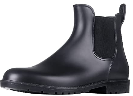 Asgard Women's Ankle Rain Boots Waterproof Chelsea Boots, Black 39 (Size 8.5)