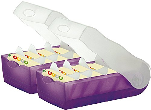 HAN Karteibox CROCO DIN A8 quer mit 5 Stützplatten und 100 Karten (transluzent-lila | 2er Sparpack)