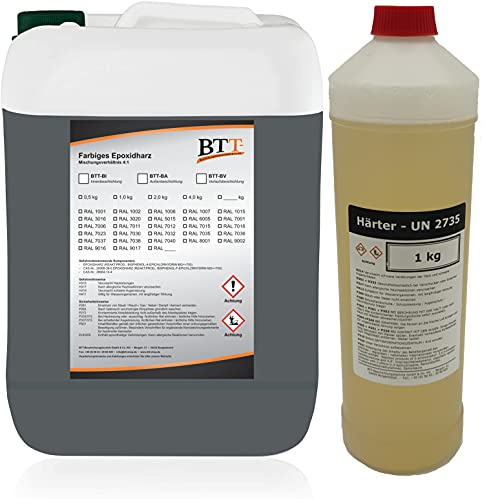 BTT-BI Epoxidharz Bodenbeschichtung RAL 7012 für 50m² Innen Fliesenlack Betonfarbe Industrieboden Garagenfarbe Kellerfarbe Wohnraum Gießharz Epoxy