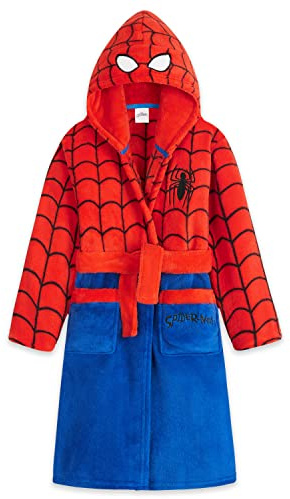 Marvel Robe De Chambre Polaire Enfant De Spiderman, Peignoir Garçon en Polaire avec Capuche pour Les Fans De Super Héros (Rouge, 7-8 Ans)