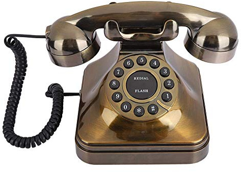 VBESTLIFE Telefono fisso vintage europeo con quadrante in bronzo antico, telefono fisso con cancellazione del rumore, decorazione classica per telefono per ufficio, famiglia, hotel
