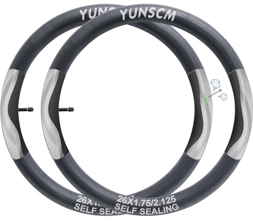 YunSCM 2PCS Selbstdichtend 26 Zoll Schlauch 26x1.75/1.95/2.25 ETRTO 47/57-559 AV32mm Valve，pannensicherer，Selbstreparierender，Kompatibel 26 Zoll Fahrradschlauch Verhindern und Reparieren