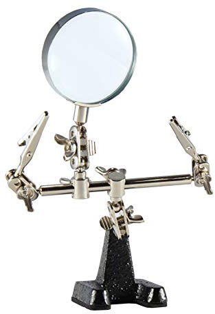 Weller WLACCHHB-02 Leiterplattenhalter mit Lupe und zwei 4-fach schwenkbaren Krokodilklemmen