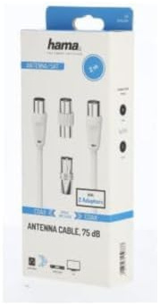 Hama Câble d'Antenne TV + 2 Adaptateurs - Garantie 10ans (Cable Coaxial TV, 2m, M/F, 75 Ohm, Double blindage 75db, Cable Coaxial Satellite, Connexion TV vers une Fiche TV Murale ou Décodeur) Blanc