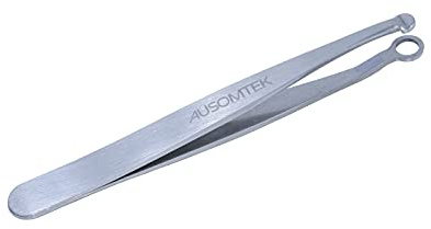 AUSOMTEK Nose Hair Trimming Tweezers, Ear Hair Trimming Tweezers, Eyebrow Grooming Scissors, Eyelash Clipper, Stainless Steel Grooming Scissors, Safe Round-Headed, for Men and Women