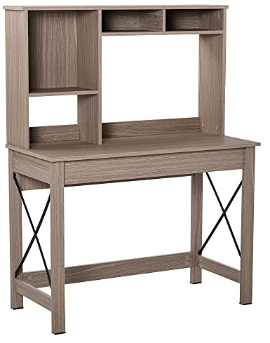 HOMCOM Bureau avec Rangement bibliothèque 105 x 50 x 137,5 cm Marron Clair