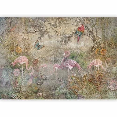 murando - Papier peint panoramique animal 150x105 cm - Revêtement mural décoration salon - Design moderne - Marron blanc gris vert - Nature coloré animaux paysage rétro ancien g-C-0392-a-a