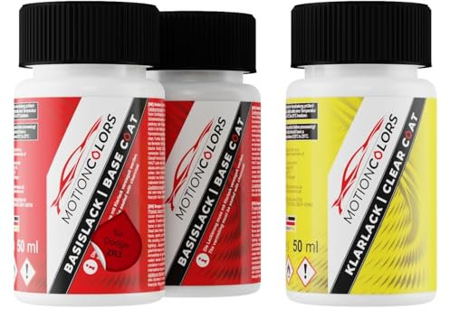 MOTIONCOLORS High Performance Red/Torred ZR3 für Dodge Autolack Lackstift Set Grundlack Basislack Klarlack je 50ml