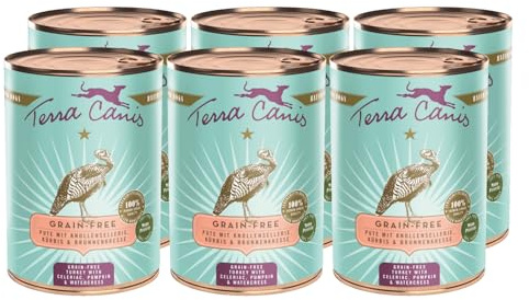 Terra Canis Pute mit Sellerie, Getreidefrei Nassfutter für Hunde, 6x400g | 100% Lebensmittelqualität aller Rohstoffe, mit frischem Fleisch, reich an Nährstoffen, getreide- und glutenfrei