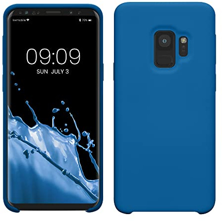 kwmobile Hülle kompatibel mit Samsung Galaxy S9 Hülle - Silikon Handy Case - Handyhülle weiche Oberfläche - kabelloses Laden - Blue Reef
