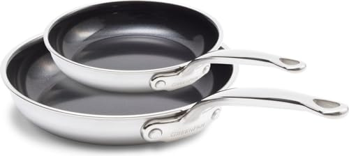 GreenPan Premiere 2-teiliges Bratpfannen-Set 20 cm und 28 cm, 3-Ply Edelstahl, PFAS-freie Diamantverstärkte Keramik-Antihaftbeschichtung, Induktion, Backofen 220 °C