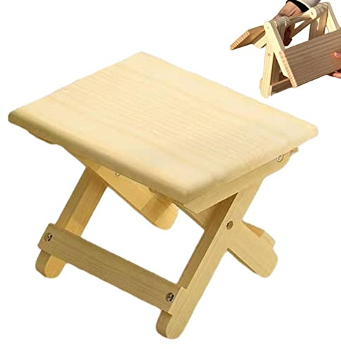DALIAN Kleiner Klapphocker, Holz-Angelhocker, Outdoor-Klapphocker, wasserdicht, kratzfest, keine Farbe, umweltfreundlich für Badezimmer