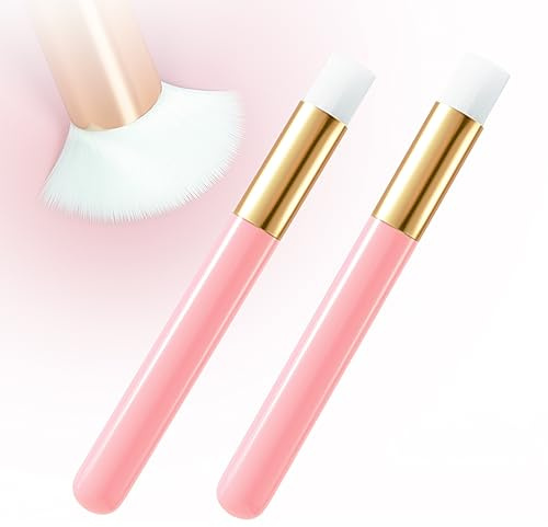 Buqikma 2 Pieces Lash Brush Cleaning Lash Shampoo Brushes for Nose Cleaning Fan Brush Peel Off Blackhead Brushes Remover Tool, Lash Wash Supplies（Pink）