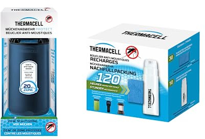 Thermacell - Pack Diffuseur Bleu + Recharges 120h | Jusqu'à 132h d'utilisation | Anti Moustique et Moustique Tigres | Zone de Protection 20m² | Effet Rapide | Inodore | Bleu