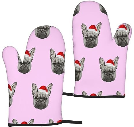 Ofenhandschuhe Englische Bulldogge Gesichter 2er Set Hitzebeständige Küchenhandschuhe Damen Herren Kochen BBQ Grillen Mikrowelle