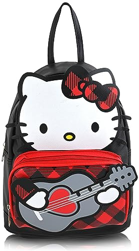 Hello Kitty Mini Rucksack Kawaii Tasche für Kleinkind Mädchen Kinder Schule Reisetasche Mädchen Mode Zubehör (Schwarz/Rot)