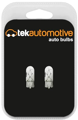 Tek Automotive 501 W5W Bulb Capless 12V 5W W2.1x9.5D– Twin Pack – Side, Tail, Repeater, Interior, Number Plate and Dashboard Lighting Replacement