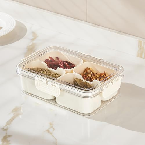 ZEENING Divided Clear Snack Serving Tray with Lid & Handle, Snackle Box Charcuterie Board Container Storage Organizer for Fruit, Candy, Veggie, Nuts & Snacks, Perfect for Party, Travel, & Picnic