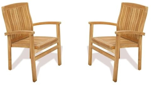 Teako Design Teak Stapelstuhl Bari - 2 Stück, Outdoor-Möbel, nachhaltige Gartenmöbel, wetterfester Stuhl, FLEGT-Lizenziertes Teakholz, Terrassenmöbel, Balkonstuhl