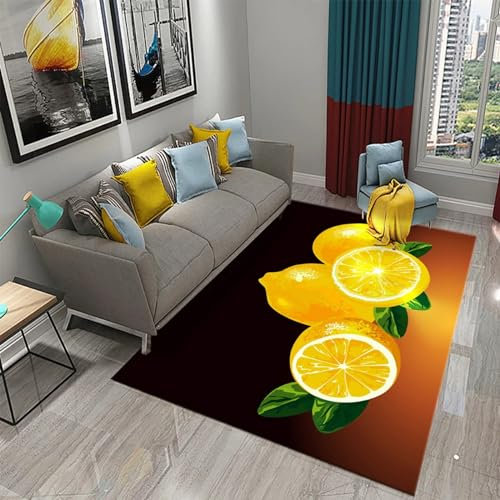 Teppich Läufer Flur Frisches Obst, Gelbe Und Grüne Zitronen 3D Küchenläufer Waschbar, Lange Korridor Teppich, Für Flurtreppen Schlafzimmer,Rutschfest Schallschutz Türmatte Mit 80 X 160 Cm - Le -3A7L7Q