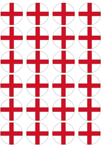 24 x Pre-Cut England Cupcake Toppers st George's Day England Football Cupcake Toppers Edible Premium Wafer Card Fairy Cake Toppers Birthday Cake Decorations