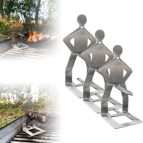 Koufeil Support À Saucisses pour Barbecue en Acier Inoxydable, Support De Barbecue À Saucisses pour Homme Debout Créatif, Support Portatif pour Rôtissoire À Hot Dogs, Support De Gril À Hot Dog (3Pcs)