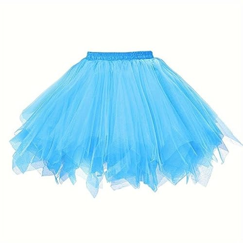 Boolavard Adulto Donna Anni '80 Gonna tutù a Strati Sottoveste in Tulle tutù di Halloween (IT, Testo, S, M, Regular, Regular, Azzurro)