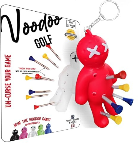 Voodoo Golf Ball Tee Holder | Novelty Keychain Accessory for Bag | Gifts for Men | Fits 3 1/4, 2 3/4, 1 1/2 Tees