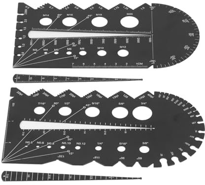 Jauge de Pas de Filetage, Alliage D'aluminium Noir, Outil de Mesure Métrique Impérial Multi-jauge pour Atelier de Mécanique