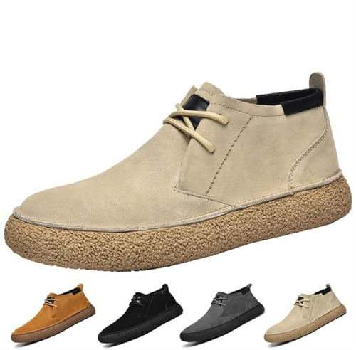 Chukka-stövlar for män, Snörstövlar i mocka for, Casual Business-stövlar, Mockaskor for(Beige,41 EU)