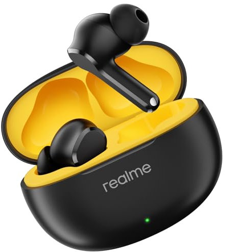 realme Auricolari T110 True Wireless, Driver dinamico dei bassi da 10 mm, 38 ore di riproduzione, cancellazione del rumore AI ENC, cuffie intrauricolari leggere, resistenza all'acqua IPX5, Bluetooth