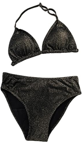 Maillot de Bain Deux pièces menstruel pour Fille, uni Noir Scintillant