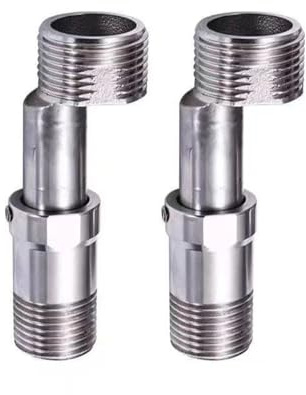 2 Stück Duscharmatur Adapter Verstellbar, Duscharmatur Adapter, Verstellbar Länge 40-55mm, 360 Grad Verstellbarer Abgewinkelter Gebogener Fuß, S Anschluss aus Edelstahl, für Küchen und Badezimmer