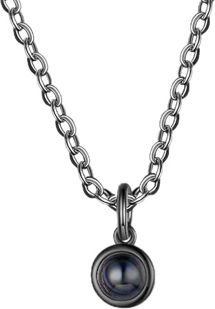 Lam Hub Fong Personalisiert Foto Projektion Halskette für Damen Männer Kette mit Bild Anhänger Silber Vergoldet Kette Schmuck Geschenk für Geburtstage Valentinstag Weihnachtsfeiertag
