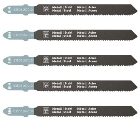 FEIN Lame de scie sauteuse F-IRON Jig 26 AS pour le métal BIM 63 T1.2 MS SC. Pour tôles et métaux, acier inoxydable, INOX, tôles d'acier.VE=5 pcs.
