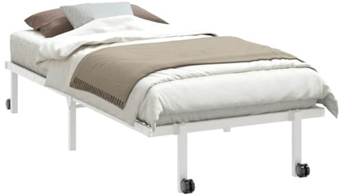 vidaXL Estructura de Cama sin colchón Plegable Blanco Acero 90x190 cm, Marco de Cama de Metal, Marco de Cama Plegable, Base de Cama