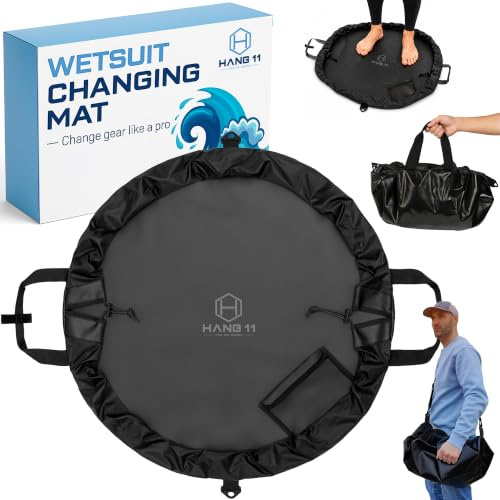 Hang 11 Borsa fasciatoio per muta, tappetino da surf con tracolla, borsa per muta impermeabile, mantiene puliti la muta umida e l'auto, accessori per surf, regali per surf (Nero)