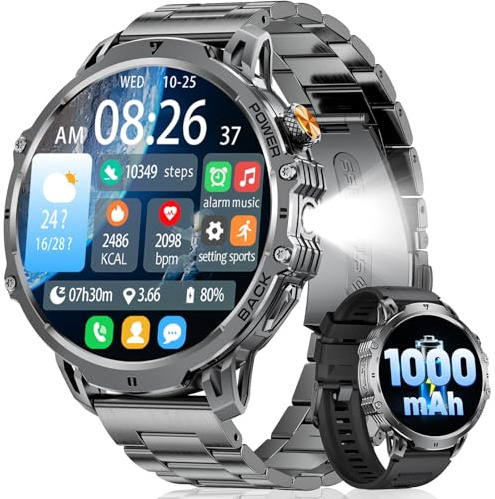 LIGE Smart Watch for Men (Answer/Make Call), 1.85 HD-Display 1000mAh Battery Fitness Tracker with LED Flashlight, 100+ Sports Modes/IP68 Waterproof, Sport Smartwatch for Android IOS Black