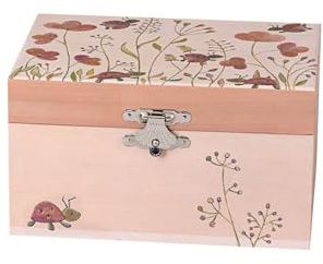 Egmont Toys Musikalische Schmuckdose – Schmuckkästchen Handkurbel-Spieluhr „Ballerina“ in 6 Designs Spiegel & Stauraum, ideal Geschenk ab 3 Jahren (Marienkäfer)