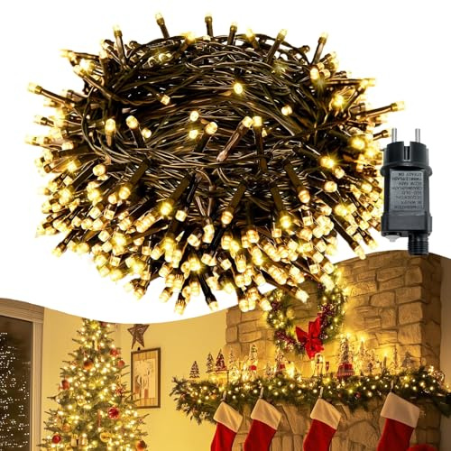 JRUKM Lichterkette außen und innen,100M 1000 Led Cluster Lichterkette IP44 wasserdicht, 8 Beleuchtungsmodi - für Garten, Balkon, Hochzeit, Weihnachten & Wohnzimmerdekoration