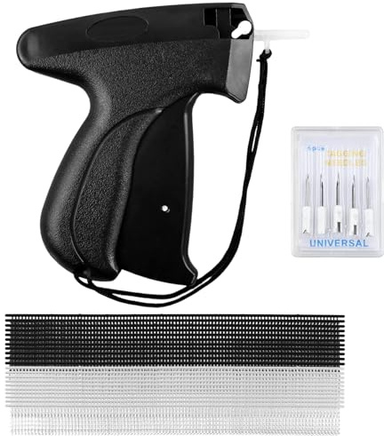 Etikettierpistol Heftpistole Etikettiermaschine, Etikettiergerät Kleidung mit 5 Ersatznadeln + 5000 Heftfäden, Fixiergerät für Kleidung, Quilt-Tackerpistole zum Anbringen von Preisschildern, Etiketten