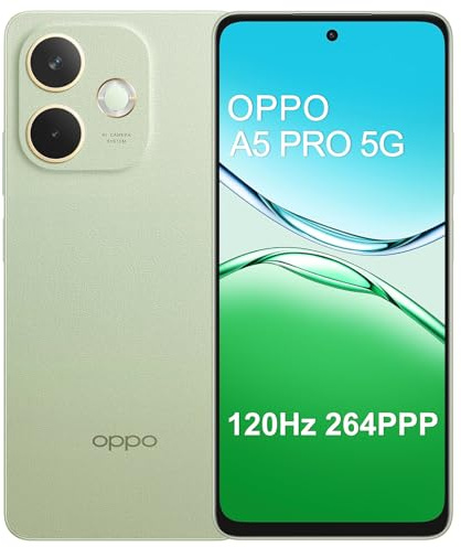 OPPO A5 Pro 8+256GB, AI Smartphone Android Ohne Vertrag, Dimensity 6300 5G, Bildschirm 120Hz 6,67 LCD, IP69, Batterie 5800mAh, 45W SUPERVOOC, AI-Kamera 50+2 MP, AI LinkBoost, NFC, Dual SIM, Grün