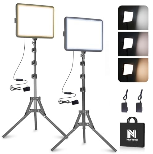 NiceVeedi 2-Pack 25W Photography Lighting, 2900-7000K Dimmable Ring Light with Tripod Stand, 73” Studio Video Light for Video Recording/Photography/Live Streaming/YouTube/TikTok/Makeup/Video Calls